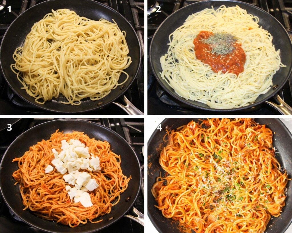 4 easy steps on how to make the fried spaghetti