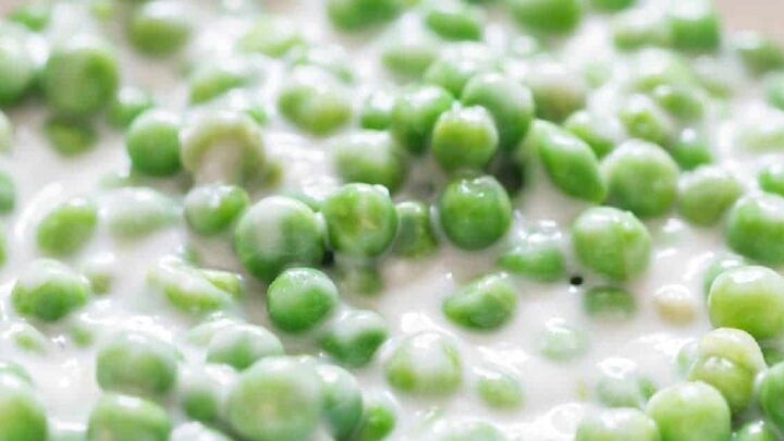 creamed peas swimming in white sauce.