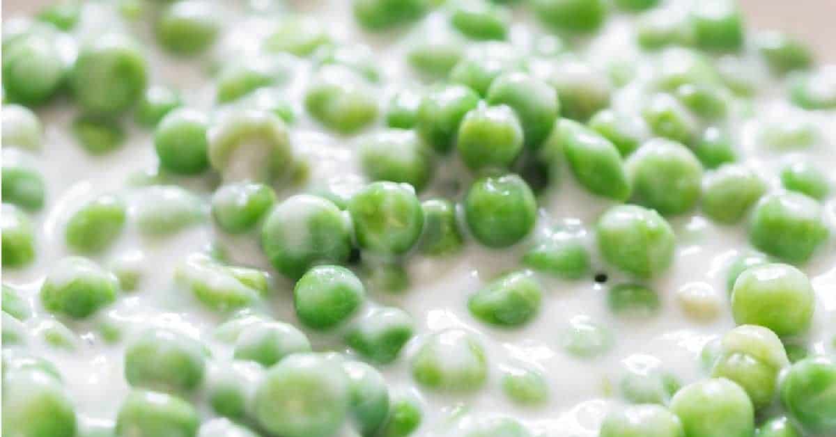creamed peas swimming in white sauce.