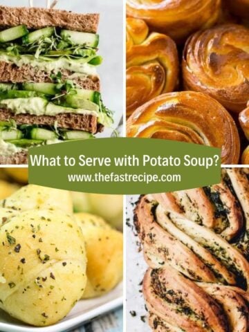 collage of four pictures with title for potato soup side dishes.