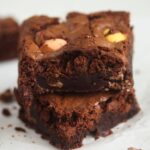 two mini egg brownies stapled and close up.