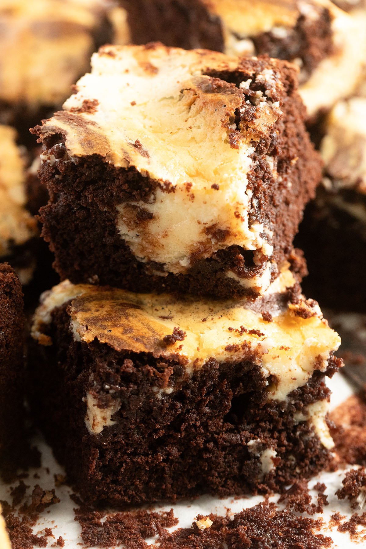 stapled black and white brownies made with condensed milk.