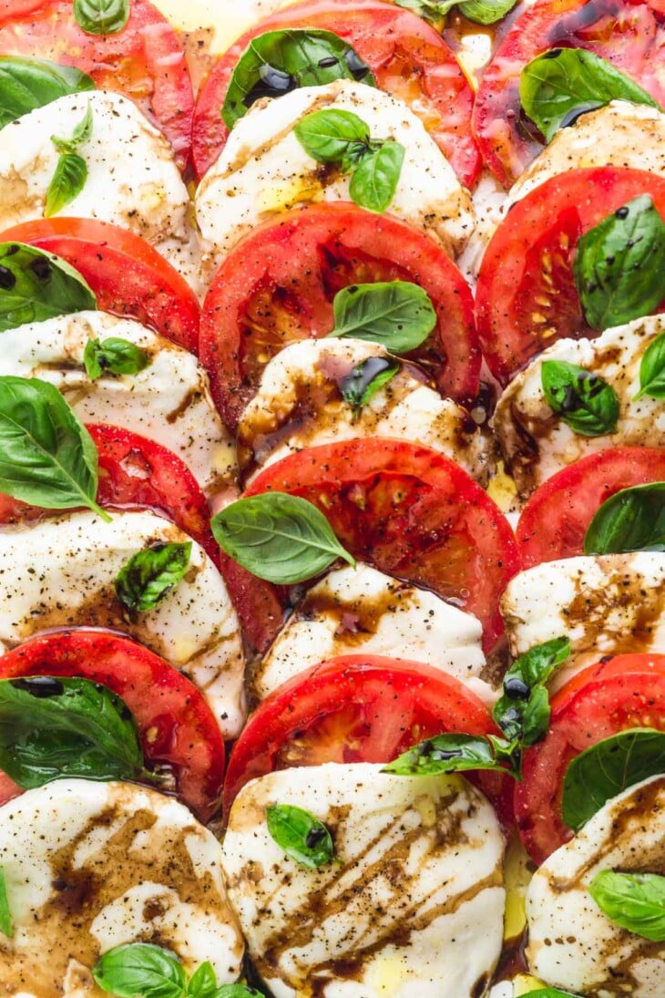 quick caprese salad goes well with fast macaroni & cheese.