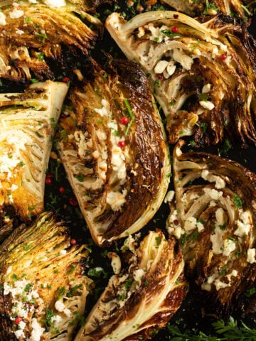 roasted savoy cabbage sprikled with feta cheese.