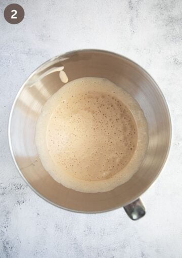 creamed brown sugar, eggs and vanilla extract in a bowl.