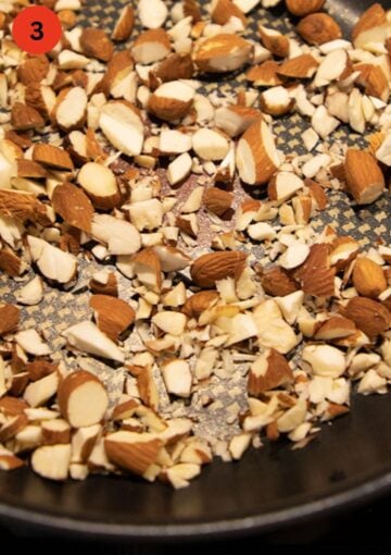 toasted chopped almonds in a nonstick pan.