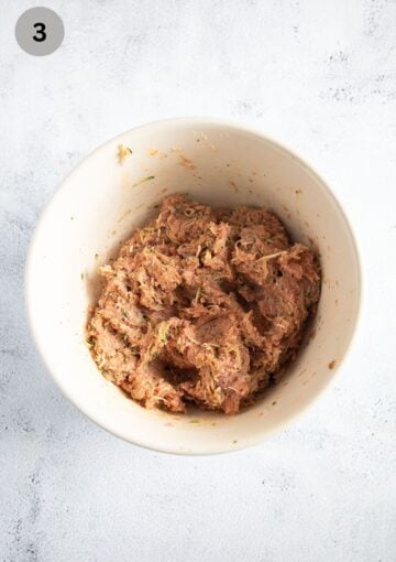 turkey and zucchini meatballs mixture in a bowl.
