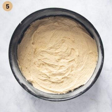 unbaked cake batter in a springform.