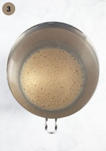 mixed wet ingredients for making muffin batter in a bowl.