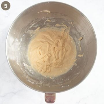 batter for making cake in a mixing bowl.