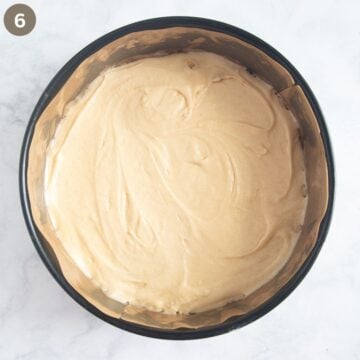 cake batter spread in a springform pan.