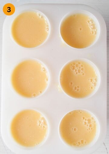 liquid popsicle mixture in a plastic molds.