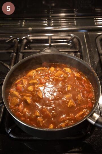 turkey paprika with peppers in a large pot.