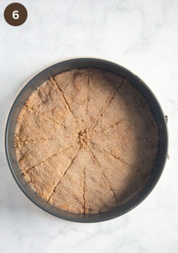 sliced shortbread sprinkled with cinnamon sugar in the baking dish.