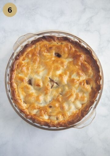 baked irish apple pie in a pie dish.