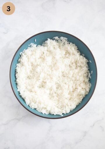 cooked rice for making poke bowls.