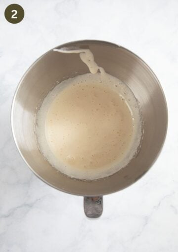 beaten eggs and sugar for making cake batter.