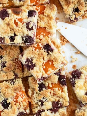 any fruit crumble cake cut into small squares.