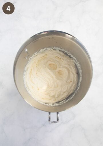 cream cheese filling for fruit crumb cake in a bowl.