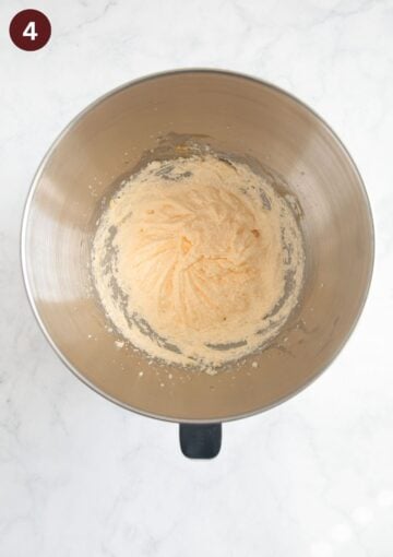 mixed wet ingredients for making cherry muffin batter in a bowl.