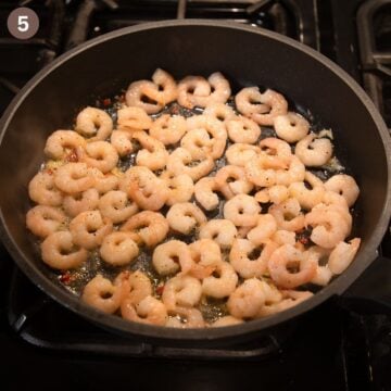 cooking shrimp in a large skillet.